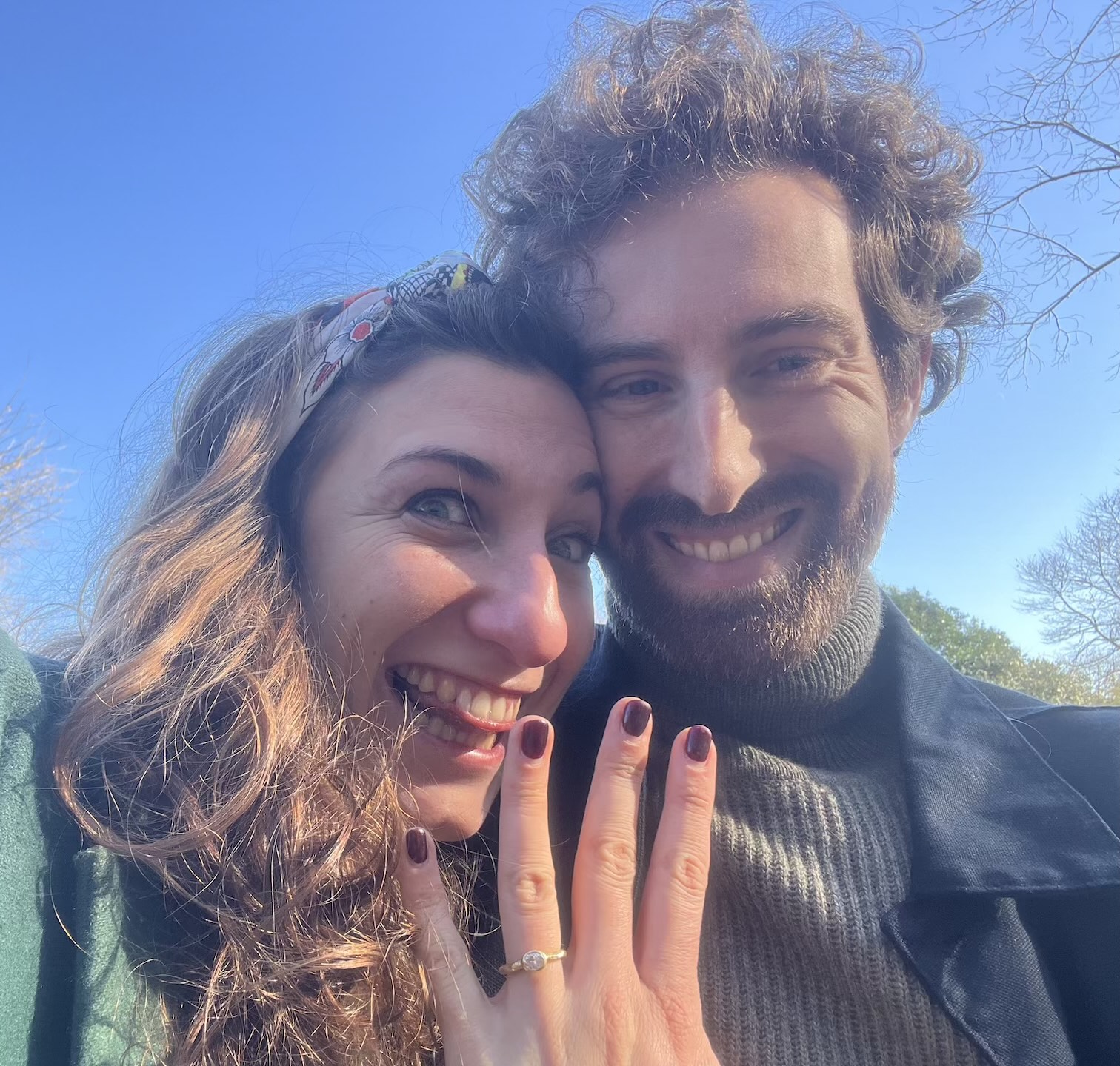 Eleonora and Aaron moments after getting engaged.